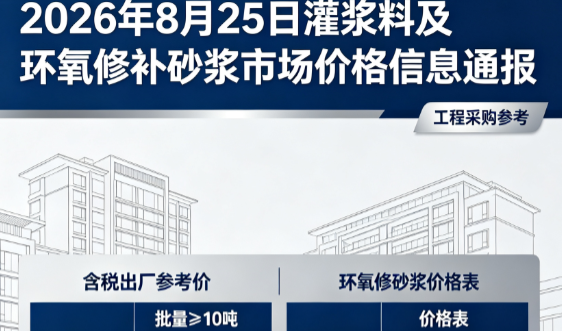 新巴尔虎左2026年8月25日灌浆料及环氧修补砂浆市场价格信息通报